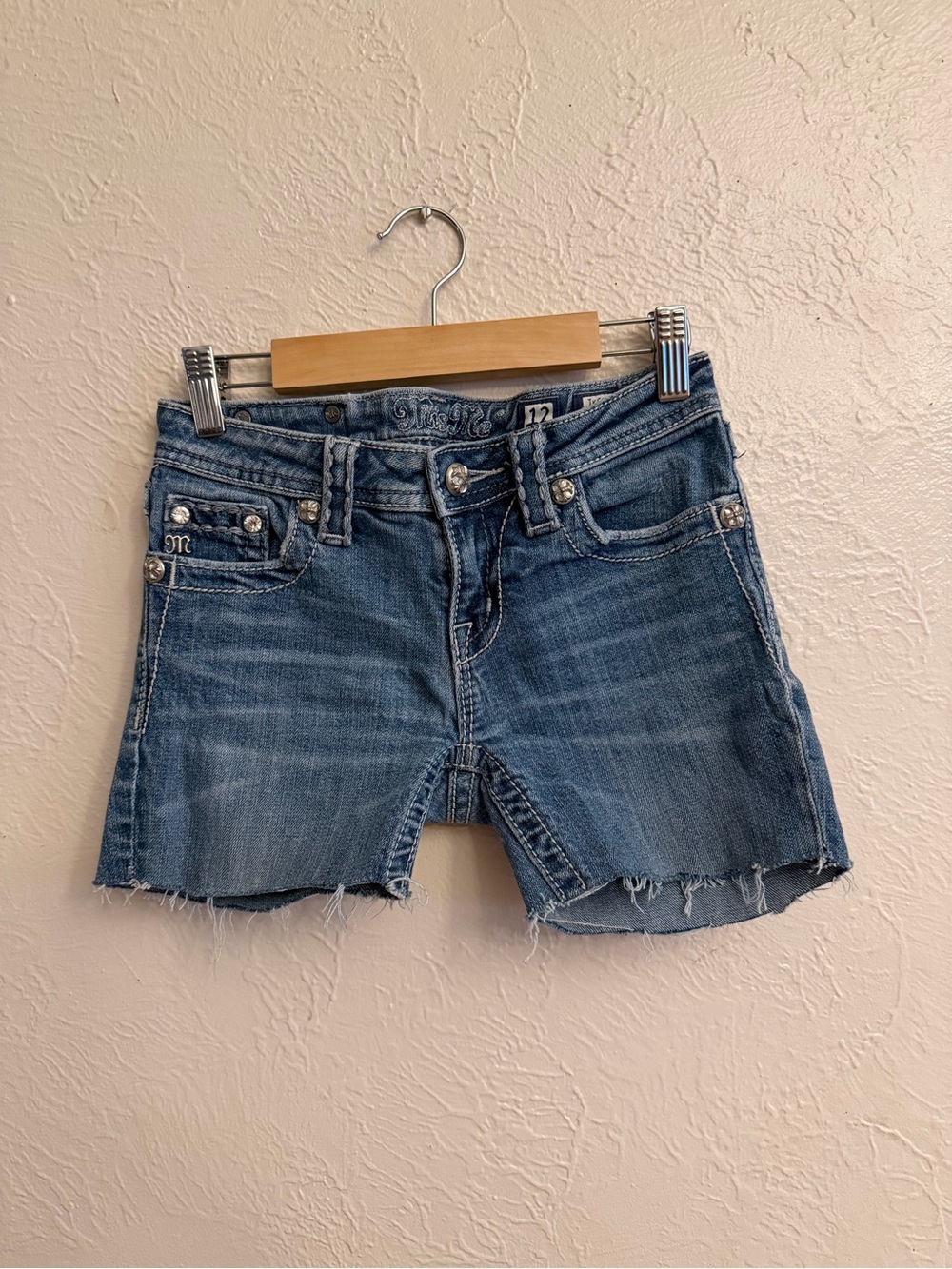 Miss Me Blue Denim Frayed Hem Cutoff Shorts